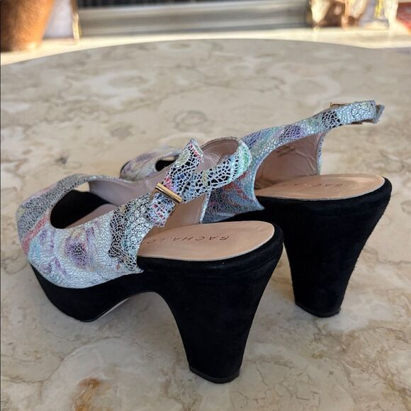 Sacha London Elga Suede Leather Open Toe Slingback Platform Heels - Picture 9 of 11